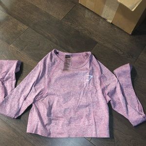 Gymshark Vital Long Sleeve Crop Top - Pink Marl 
S